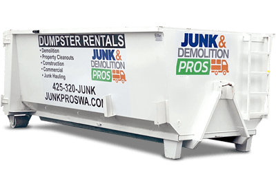 Junk & Demolition Pros' dumpster rental for easy waste removal at homes or job sites.