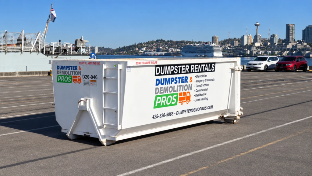 Dumpster ready for delivery.