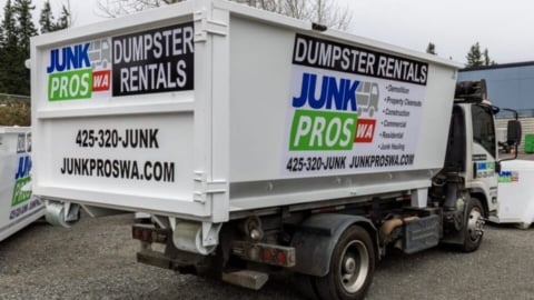 Dumpster ready for delivery.