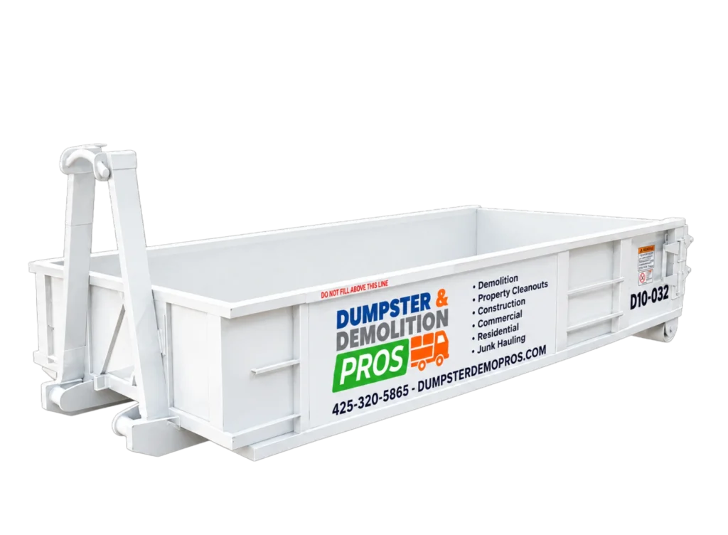 Rock box roll-off container, 14 ft long, 8 ft wide and 4 ft high