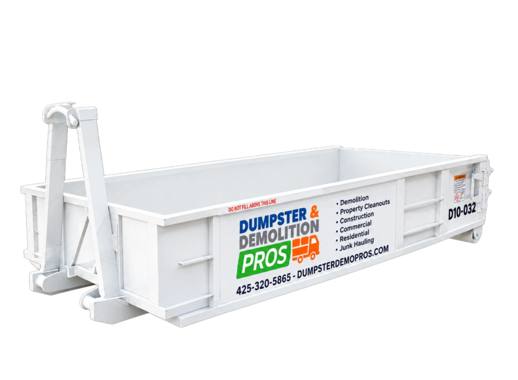 Rock box roll-off container, 14 ft long, 8 ft wide and 4 ft high